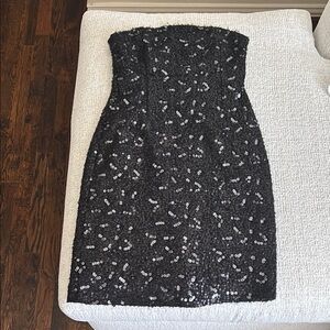 Banana Republic Elegant Black Sequin Strapless Dress